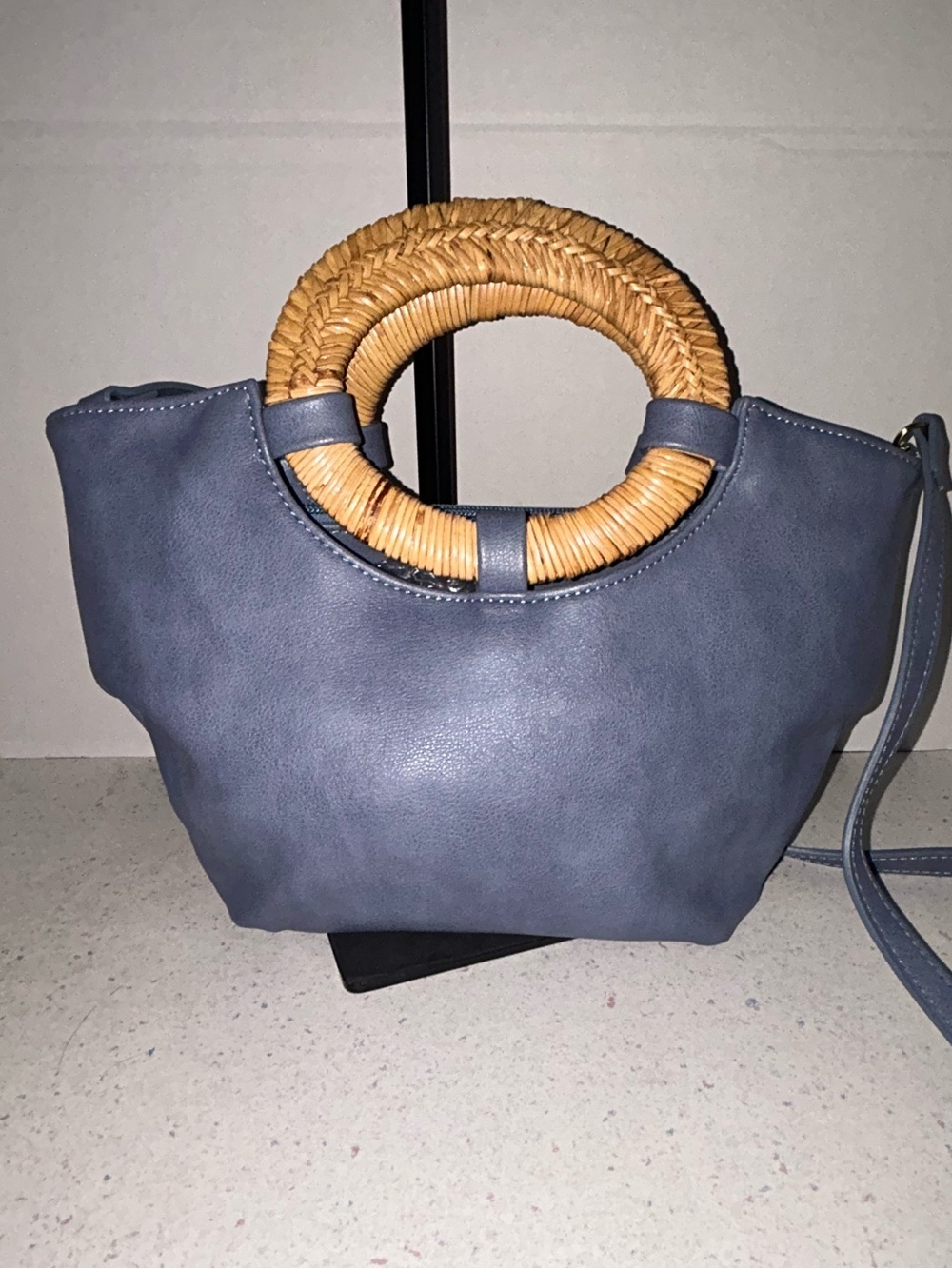 Anthropology Bluewith Woven Straw Handles